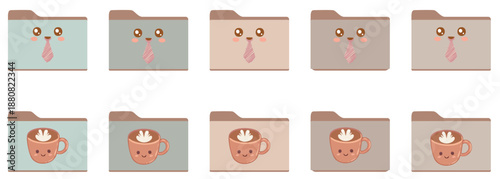 Digital folder Collection: A collection of stylized folders and mugs offers a fresh perspective on organization, suitable for a digital landscape and the potential to be used for multiple purposes.