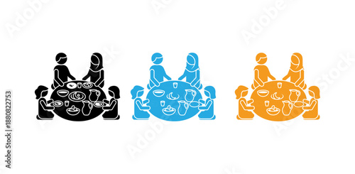 People sitting around a table with food and drinks