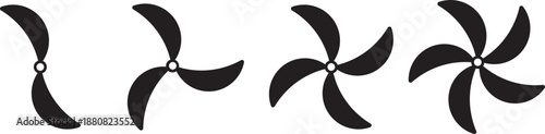 Propeller icon set. propeller for surface drive. Fan speed icons. Conditioning equipment sign. Electrical temperature equipment