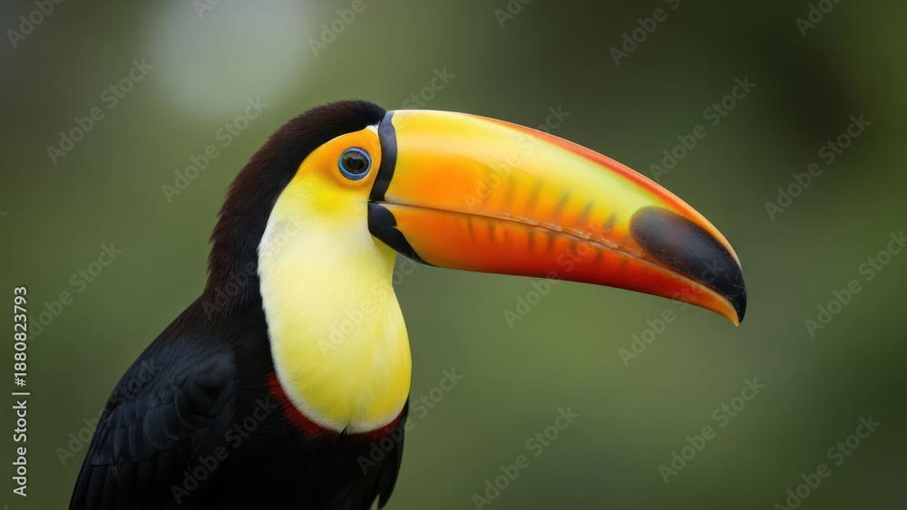 Fototapeta premium Close-up of a vibrant toucan with a large, colorful beak