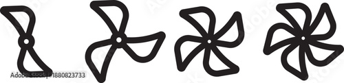 Propeller icon set. propeller for surface drive. Fan speed icons. Conditioning equipment sign. Electrical temperature equipment