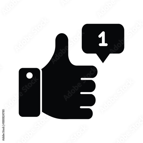 Thumbs Up Solid Black Illustration Icon Vector for Interface Design