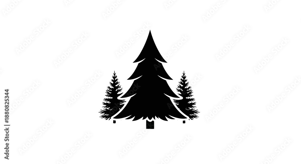 Obraz premium Black silhouette of pine trees.