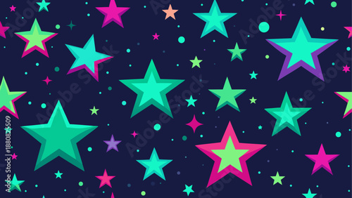 Colorful stars on dark background
