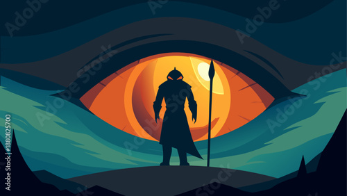 Mysterious figure gazing at the eye of the storm