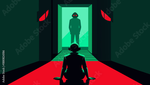 Silhouette approaching lone figure