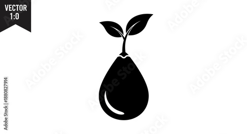 Black pear icon with leaves.