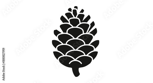 Black Pine Cone Silhouette Icon Graphic.
