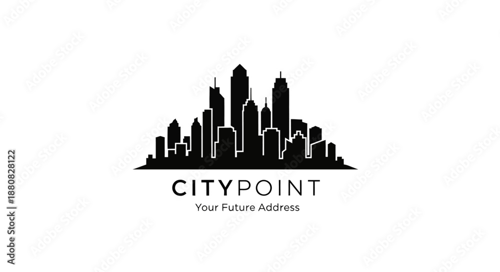 Obraz premium Citypoint logo with urban skyline silhouette.