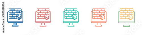 Firewall Icon Set Multiple Style Collection
