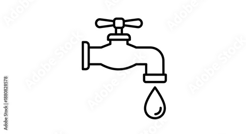 Water faucet with single drop falling.