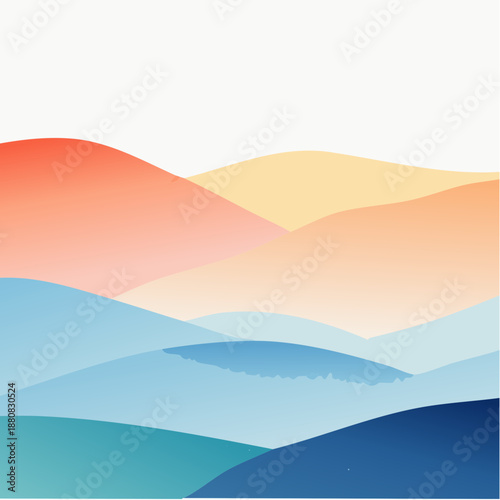 Paysage abstrait en dégradé – illustration vectorielle minimaliste aux couleurs chaudes et froides