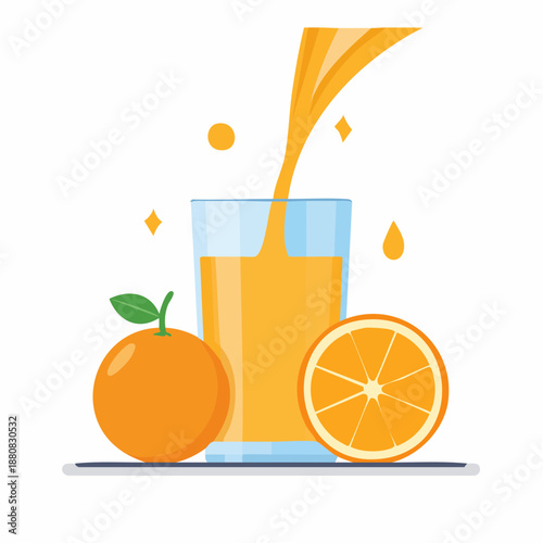 Verre de jus d’orange frais avec éclaboussures – illustration vitaminée et naturelle