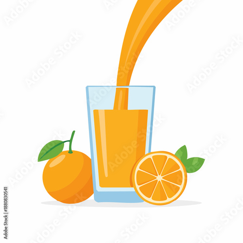 Verre de jus d’orange frais avec éclaboussures – illustration vitaminée et naturelle