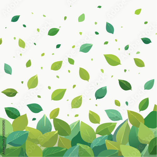 Feuilles vertes volantes sur fond dégradé – illustration naturelle et dynamique