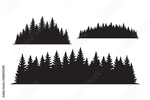 Conifer Forest Treeline Silhouettes for Outdoor Landscape Design