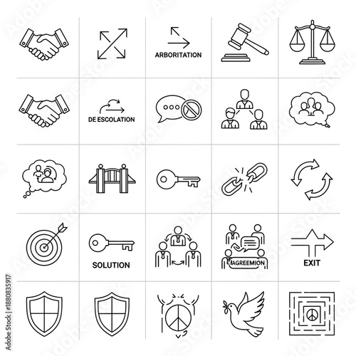 Business negotiation and agreement icons for professional use