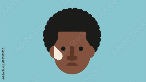 Man sweating from forehead illustration.