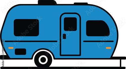 camper teardrop trailer vector illustration blue travel icon flaticons