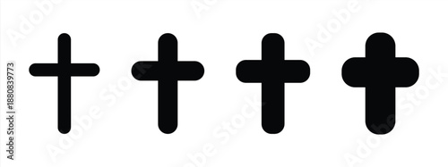 Plus Icon Black | Pluses | Cross Symbol | Addition Logo | Positive Sign | Isolated Transparent | Variations