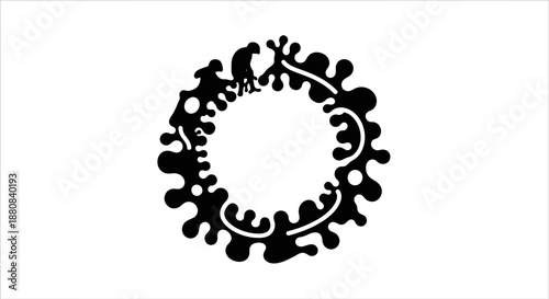 Black silhouette of corona virus.