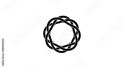 Black twisted rope circle design element.