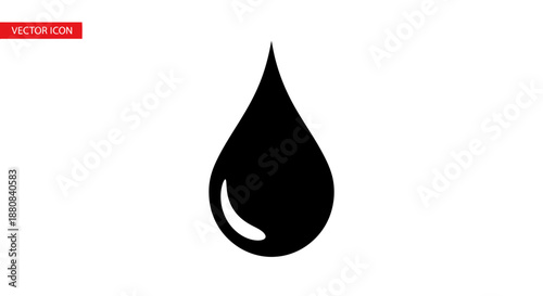 Single black oil drop isolated.