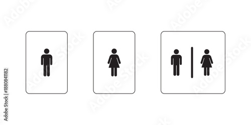 Male female, Man woman, Restroom and washroom icon set.