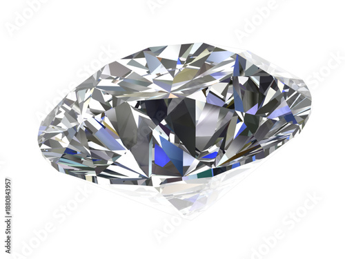 Brilliant Cut Diamond Illustration side view, A high-quality 3D rendering of a sparkling, brilliant-cut diamond with stunning reflections and clarity, perfect for luxury and jewelry designs.