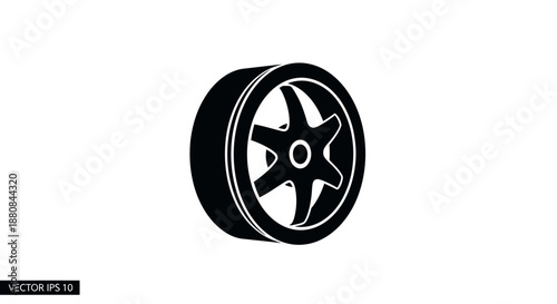 Billede på lærred Black alloy car wheel closeup.