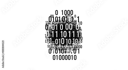 Binary code forming a human head.