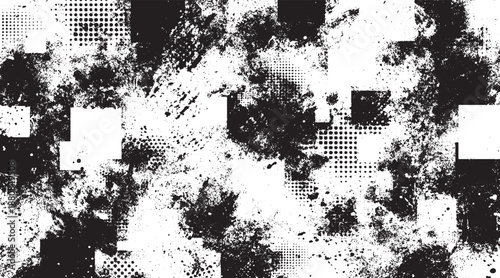  Black and white grunge. dust and grunge grain texture distorted grange shape .Texture  granules and cinnamon powder. Vector background of ground beans and dust wall texture noise and overlay 