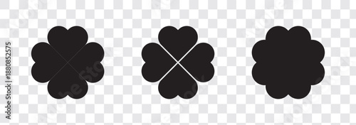Good luck four leaf clover flat icon set isolated.
