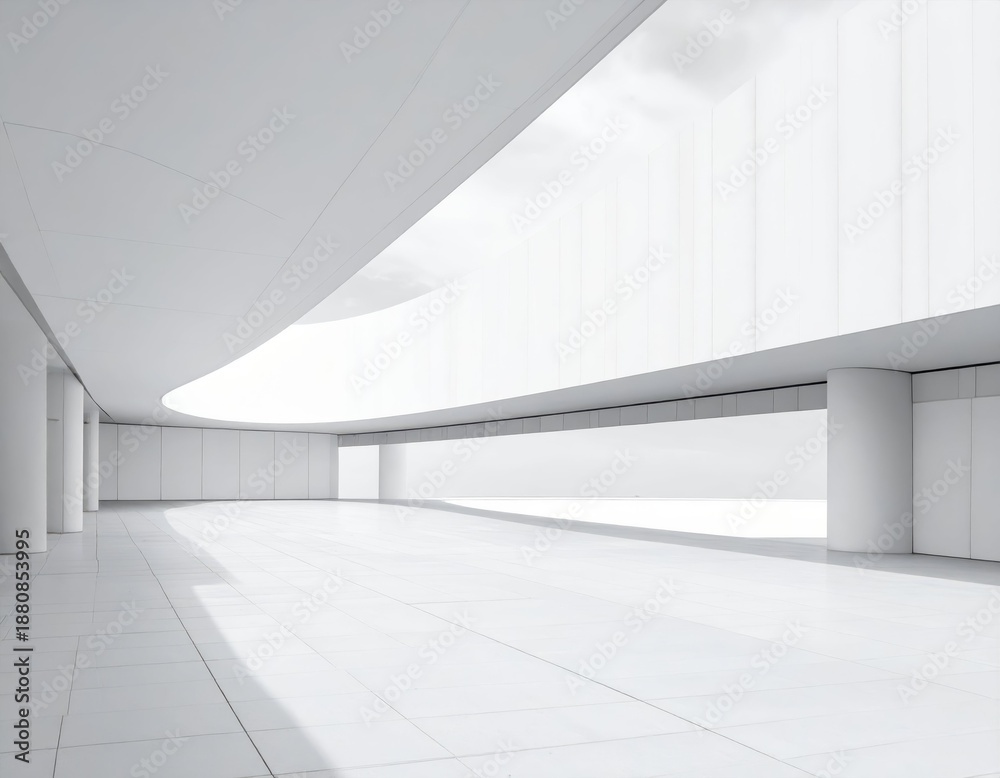 Obraz premium Bright Modern Interior Space with Minimalistic Design and Curves