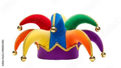 Obraz na płótnie Colorful jester's hat isolated on transparent background