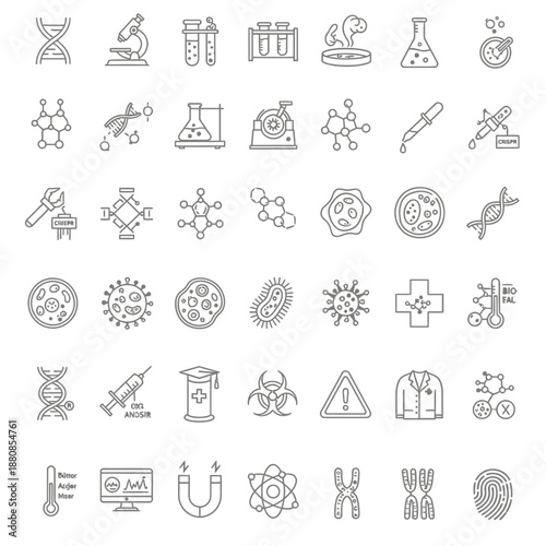 Medical and scientific icons for healthcare and biology concepts