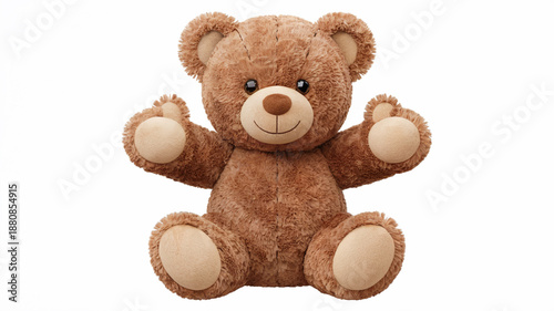 Cute Teddy Bear Plush Toy Isolated White
