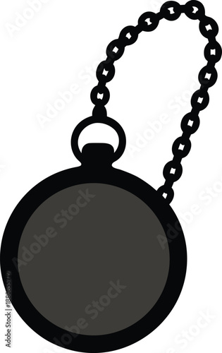 Vintage pocket watch with chain on transparent background