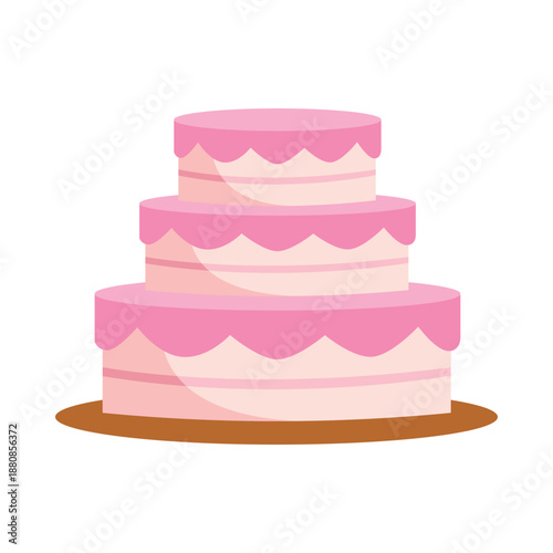 Three Tier Celebration Cake Flat Vector Illustration
