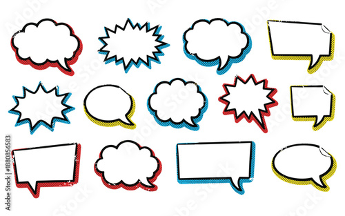 Vibrant comic book speech bubbles for creative storytelling projects