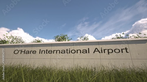 Arrivals at Chicago O Hare International Airport with airplane landing near terminal, Chicago, United States