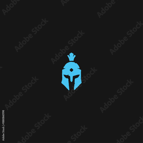 Hand drawn warrior helmet logo icon flat vector design