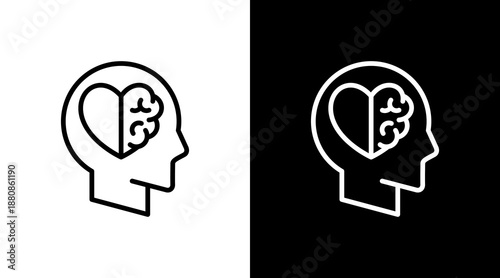 Mental Health  White Icon Set Design
