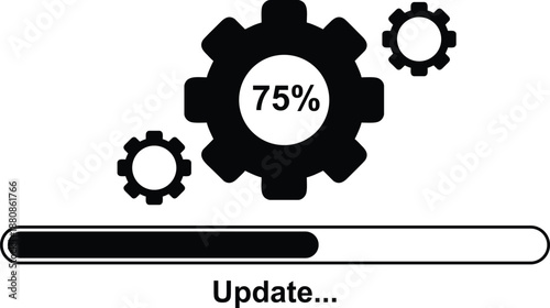 System update progress concept vector showing updating process, loading bar and refresh icon for software upgrade, app installation, data synchronization and technology interface design