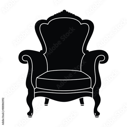 Black armchair with white outline
