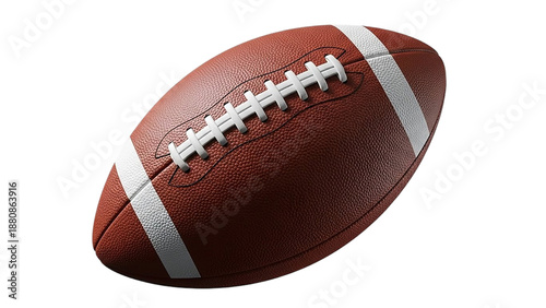 American football with white laces and stripes isolated on transparent background