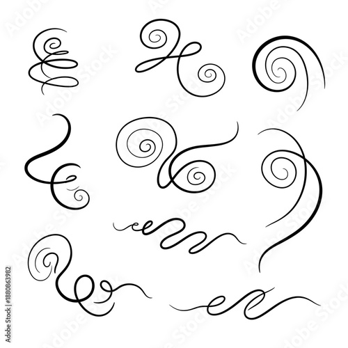 Elegant swirls and flourishes enhance any design with graceful, flowing lines, perfect for invitations, logos, or creative projects, adding a touch of refined beauty