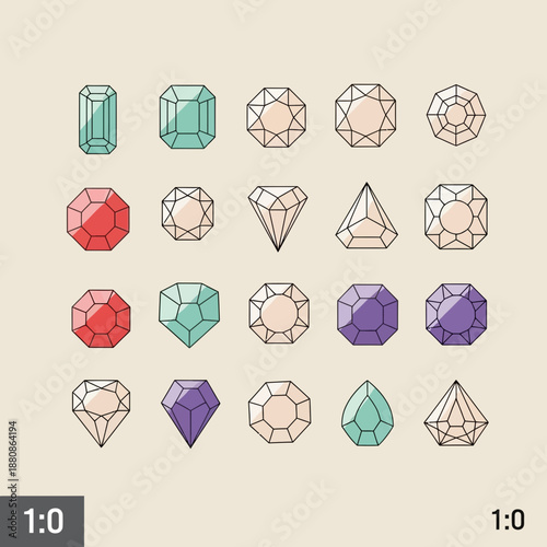 Stunning collection of colorful gemstones in a modern, elegant style perfect for jewelry designs, fashion projects, and creating a luxurious, vibrant aesthetic