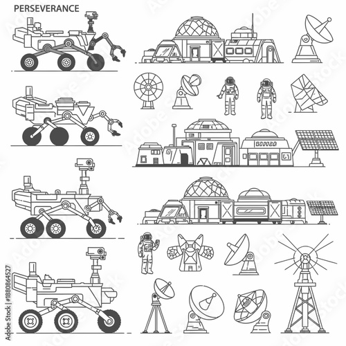 Explore the future with this modern space exploration set featuring rovers, astronauts, and lunar base designs for innovative projects and educational materials