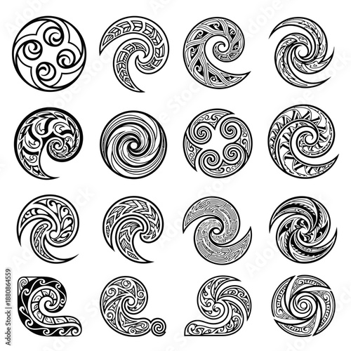 Intricate swirling designs evoke ancient tradition, perfect for adding a touch of timeless elegance to branding, tattoo art, or design projects needing classic inspiration
